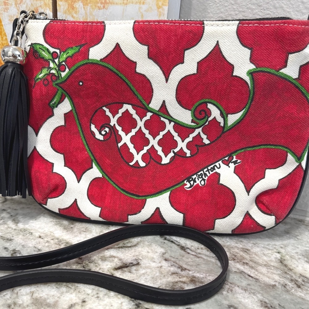 Brighton Love Dove Pouch Crossbody Bag, canvas purse by art designer Tom Clancy